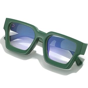 aieyezo square thick frame glasses for women men fashion blue light glasses trendy chic computer eyeglasses (green)