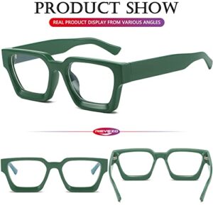 AIEYEZO Square Thick Frame Glasses for Women Men Fashion Blue Light Glasses Trendy Chic Computer Eyeglasses (Green)