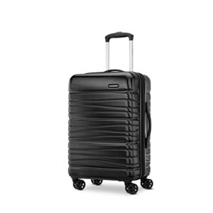 samsonite evolve se hardside expandable luggage with double spinner wheels, bass black, carry-on