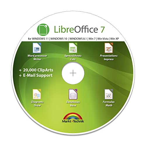 LibreOffice Suite 2023 Home and Student for - PC Software Professional Plus - compatible with Word, Excel and PowerPoint for Windows 11 10 8 7 Vista XP 32 64-Bit PC