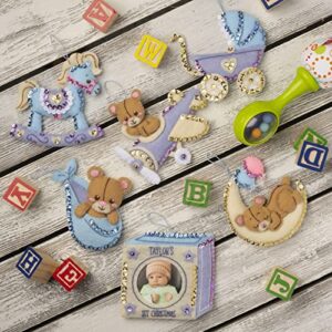 Bucilla Felt Applique 6 Piece Ornament Making Kit, Baby's First Christmas, Perfect for DIY Arts and Crafts, 89567E
