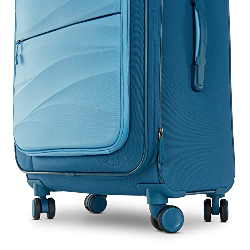 AMERICAN TOURISTER Cascade Softside Expandable Luggage with Spinner Wheels, Pacific Blue, 20-Inch