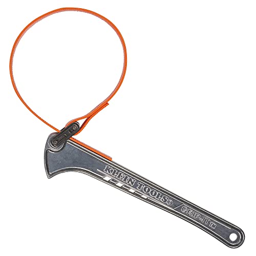 Klein Tools S12HB Strap Wrench, Adjustable Grip-It Strap Wrench Adjusts 1-1/2 to 5-Inch, 12-Inch Handle