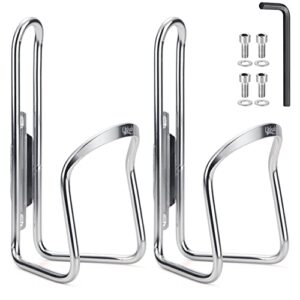 ushake water bottle cages for mtb bikes - lightweight aluminum alloy holder brackets - easy to install with drilled holes - 2 pack silver