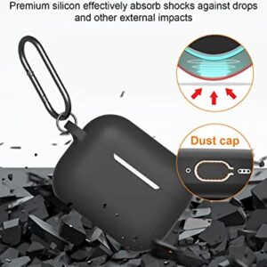 SUPFINE Compatible with Airpods Pro 2nd Generation Case, Airpod Pro Case Cover 2022/2019 with Cleaner kit&Replacement Eartips, Soft Silicone Airpods Pro Case with Keychain and Lanyard (Black)