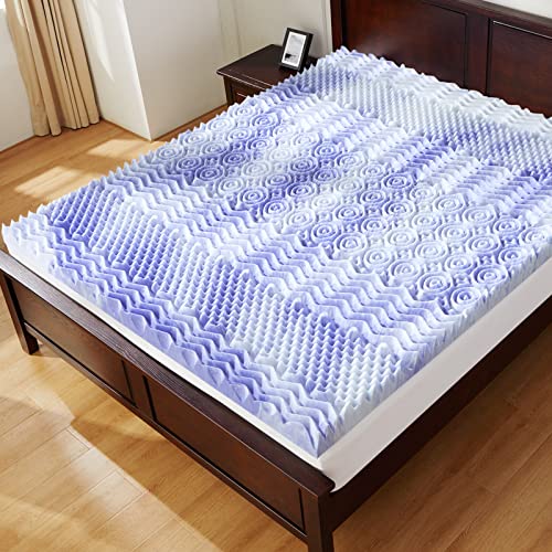 Dreamsmith 3 Inch 7-Zone Full Memory Foam Mattress Topper, Cooling Gel Infused Foam Mattress Topper Full for Back Pain, CertiPUR-US Certified Purple