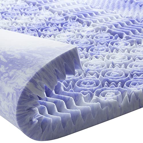 Dreamsmith 3 Inch 7-Zone Full Memory Foam Mattress Topper, Cooling Gel Infused Foam Mattress Topper Full for Back Pain, CertiPUR-US Certified Purple