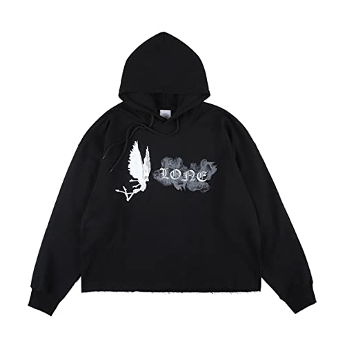 Cactus Pack Men's Hip Hop Hooded Big V Letter print Hoodies Unisex Heavyweight Design Hooded Sweatshit Black