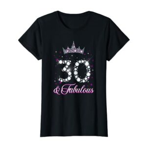 30 & Fabulous 30 Years Old 30th Birthday Diamond Crown T-Shirt