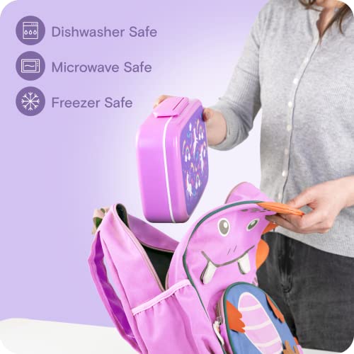 RUVALINO Bento Lunch Box for Kids, 5-Compartment Bento-Style Kids Lunch Box with Utensils, Leak-Proof, Dishwasher Safe, Pre-School Kid Daycare Lunches Snack Container for Ages 5 and up, Unicorn