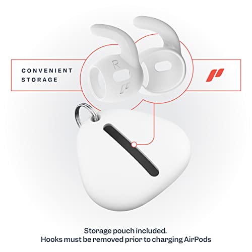 Proof Labs 4 Pairs for AirPods Pro 2 Ear Hooks Covers [Added Storage Pouch] Accessories Compatible with Apple AirPods Pro Generation 2 (White)
