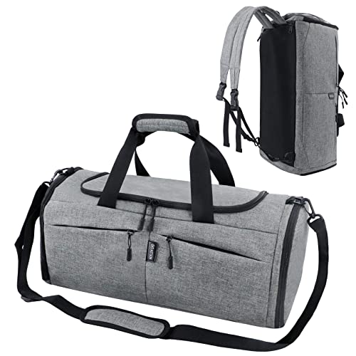 Noelen Gad Travel Duffle Bag for men 50L Medium Sports Gym Bag with Dry wet separation Pocket & Shoes Compartment Weekender Overnight Backpack for Traveling Duffel Bag Backpack (Grey)