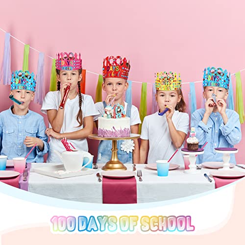 30 Pcs 100 Days Paper Crowns, 100 Day of School Rhinestones Paper Crowns for Kids 100 Days of School Decorations Party Hats for 100th Day Celebration Party Favors Supplies Classroom Decorations