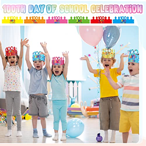 30 Pcs 100 Days Paper Crowns, 100 Day of School Rhinestones Paper Crowns for Kids 100 Days of School Decorations Party Hats for 100th Day Celebration Party Favors Supplies Classroom Decorations