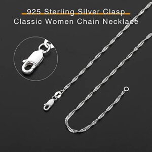 Hadoken 925 Sterling Silver Clasp Singapore Chain for Women, 2mm Silver Chain Necklace for Women Silver Necklace Chain (16)