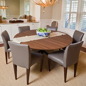 53'' Mid-Century Modern Round Dining Room Table for 4-6 Person for Home, Kitchen, Restaurant, W/Solid Metal Legs Leisure Table , Easy-Assembly, Walnut Looking