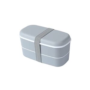 ellylian 2-in-1 compartment bento adults lunch box, stackable bento box, leakproof eco-friendly bento lunch box meal prep containers,grey