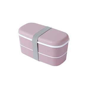 ellylian 2-in-1 compartment bento adults lunch box, stackable bento box, leakproof eco-friendly bento lunch box meal prep containers,pink