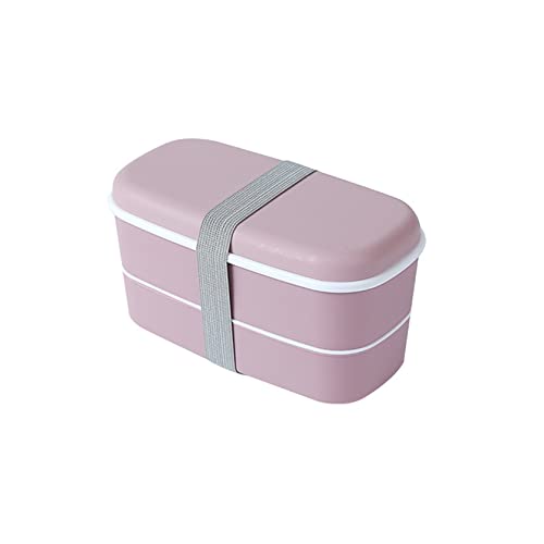 Ellylian 2-In-1 Compartment Bento Adults Lunch Box, Stackable Bento Box, Leakproof Eco-Friendly Bento Lunch Box Meal Prep Containers,Pink