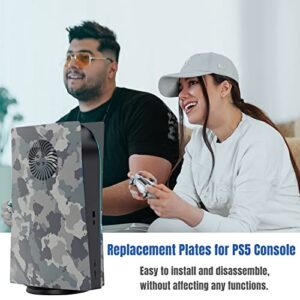 Cover Plates with Cooling Vent for PS5 Disc Edition Console, Playstation 5 Accessories Face Plates Side Panels Shell Replacement Protective Faceplates (Gray Camouflage)