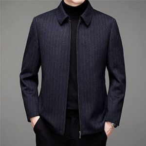 n/a men's coat autumn and winter casual lapel wool coat men sim stripe zip coat menswear (color : e, size : 175 code)