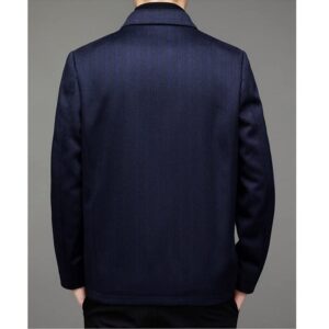 n/a Men's Coat Autumn and Winter Casual Lapel Wool Coat Men Sim Stripe Zip Coat Menswear (Color : E, Size : 175 Code)