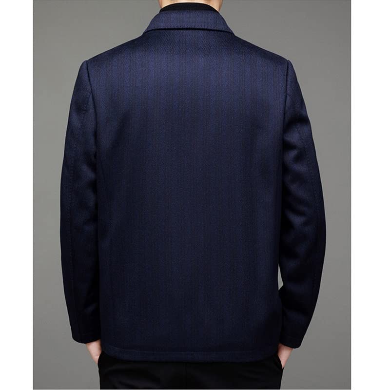 n/a Men's Coat Autumn and Winter Casual Lapel Wool Coat Men Sim Stripe Zip Coat Menswear (Color : E, Size : 175 Code)