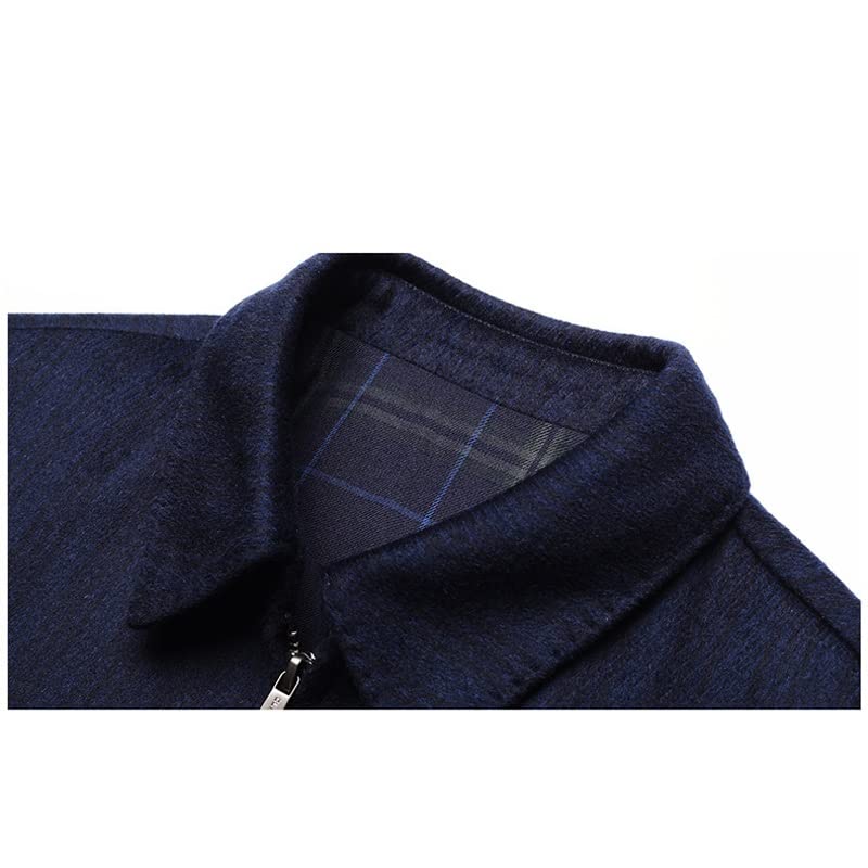 n/a Men's Coat Autumn and Winter Casual Lapel Wool Coat Men Sim Stripe Zip Coat Menswear (Color : E, Size : 175 Code)