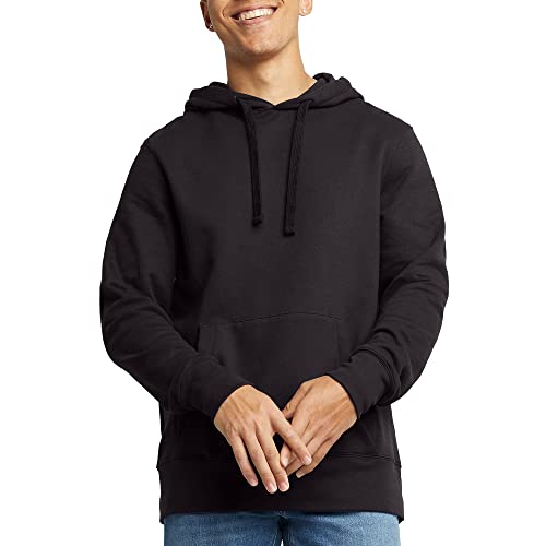 Hanes Originals Midweight Fleece Hoodie, Pullover Hooded Sweatshirt for Men, Black, Large