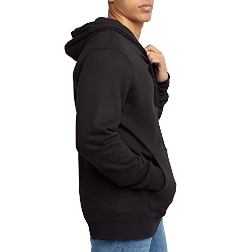 Hanes Originals Midweight Fleece Hoodie, Pullover Hooded Sweatshirt for Men, Black, Large