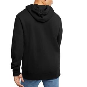 Hanes Originals Midweight Fleece Hoodie, Pullover Hooded Sweatshirt for Men, Black, Large