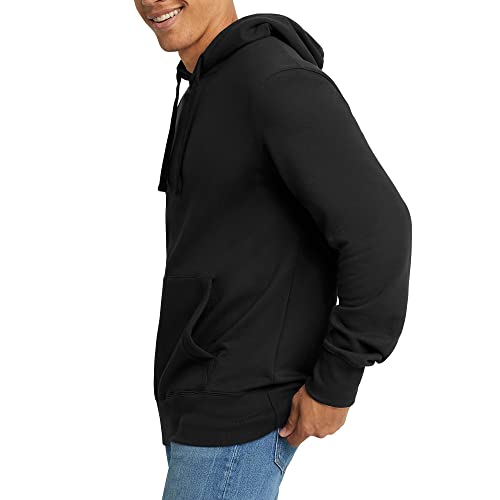 Hanes Originals Midweight Fleece Hoodie, Pullover Hooded Sweatshirt for Men, Black, Large