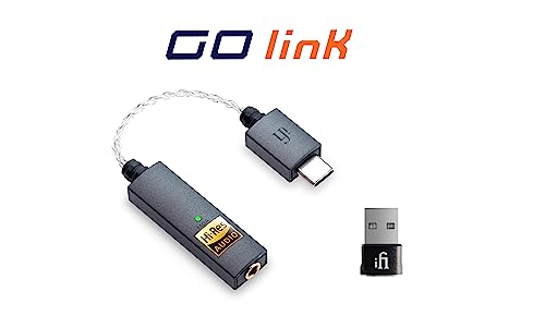 iFi GO link - DAC & Amplifier - USB-C to 3.5mm Adapter - Improve Headphone Sound from any Device - Gold-plated 3.5mm Headphone Socket – Flexible Cable - Supports Hi-Resolution 32-bit/384kHz/DSD256/MQA