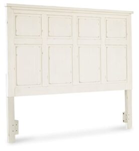 signature design by ashley braunter farmhouse panel headboard only, king/california king, white
