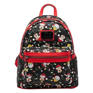 loungefly disney glow in the dark santa mickey and friends christmas lights backpack