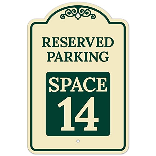 Reserved Parking Space 14 Décor Sign, Green Light, 12x18 Inches, ACM, Fade Resistant, Made in USA by Sigo Signs