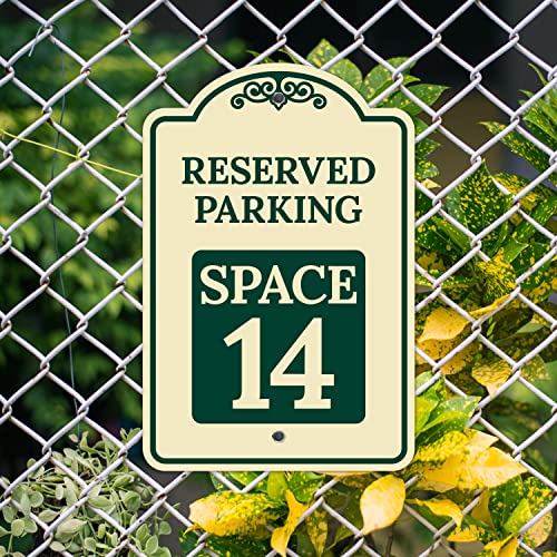 Reserved Parking Space 14 Décor Sign, Green Light, 12x18 Inches, ACM, Fade Resistant, Made in USA by Sigo Signs