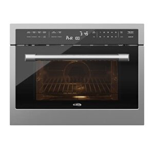 koolmore km-cwo24-ss 24 inch built-in convection oven and microwave combination with broil, soft close door, 1000 watt power, stainless steel finish, touch control lcd display, 1.6 cu. ft, silver