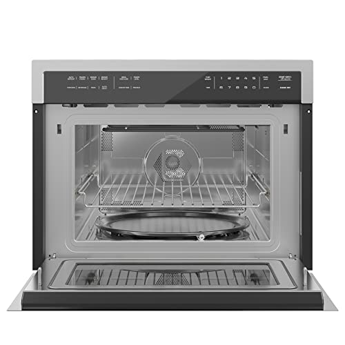 KoolMore KM-CWO24-SS 24 Inch Built-in Convection Oven and Microwave Combination with Broil, Soft Close Door, 1000 Watt Power, Stainless Steel Finish, Touch Control LCD Display, 1.6 Cu. Ft, Silver