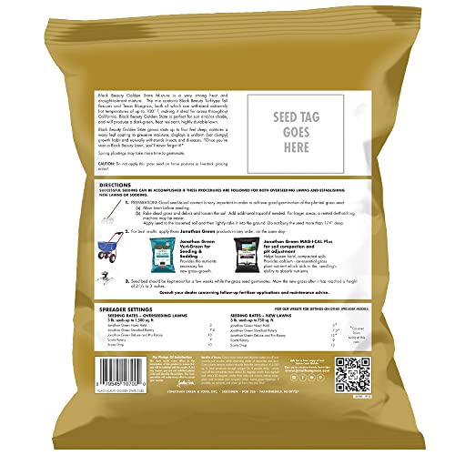 Jonathan Green (10700) Black Beauty Golden State California Grass Seed (Made for California) - Cool Season Lawn Seed (3 lb)