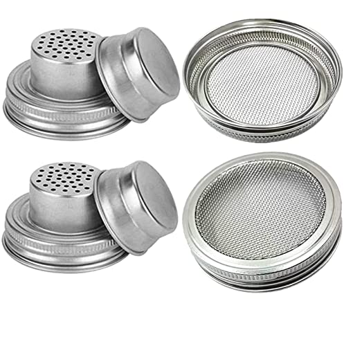 Mason Jar Regular Mouth Shaker Lids 316 Stainless Steel Wide Mouth Sprouting Lids Screen Mesh Strainer Lid for Salad Sprouts Alfalfa Broccoli Seeds Sprouter Kit