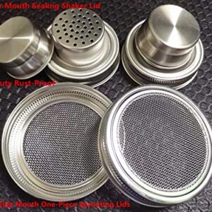 Mason Jar Regular Mouth Shaker Lids 316 Stainless Steel Wide Mouth Sprouting Lids Screen Mesh Strainer Lid for Salad Sprouts Alfalfa Broccoli Seeds Sprouter Kit