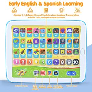 Bilingual Spanish & English Learning Toys for Toddlers 1-3, Kids Interactive Learning Tablet, Childrens Alphabet ABC / Words / Numbers / Colors Learning Pad, Education Toy for Babies 24 Month+