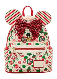 loungefly minnie mouse christmas holiday themed womens double strap shoulder bag purse