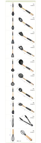 RANIT 10 pieces of silicone kitchenware Set,Wooden handle Non-stick pot cooking tool set,Kitchen Utensils Household Cooking Spoon Shovel Kitchenware Set (Gray)