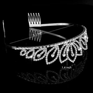 CURASA Silver Crystal Crowns with Comb Pretty Tiaras for Women Princess Crown for Girls Birthday Crown Tiara for Bridal Wedding Headband Quinceanera Prom Costume Elegant Hair Accessories for Women