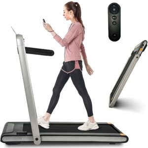 foldable treadmill with incline, folding treadmill for home electric treadmill workout running machine, handrail controls speed, pulse monitor,app