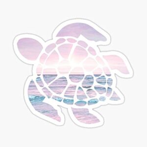 sticky dude sea turtle sticker vinyl waterproof 5 inches, yeti cup cooler box decal car laptop wall window bumper (pink)