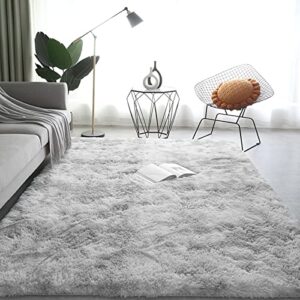 ROCYJULIN Area Rugs 5x7 for Bedroom, Thickened Fluffy 5x7 Area Rugs for Living Room, Ultra Soft Non-Slip Large Shag Fuzzy Rug for Nursery, Kids, Girls, Boys, Silver Grey