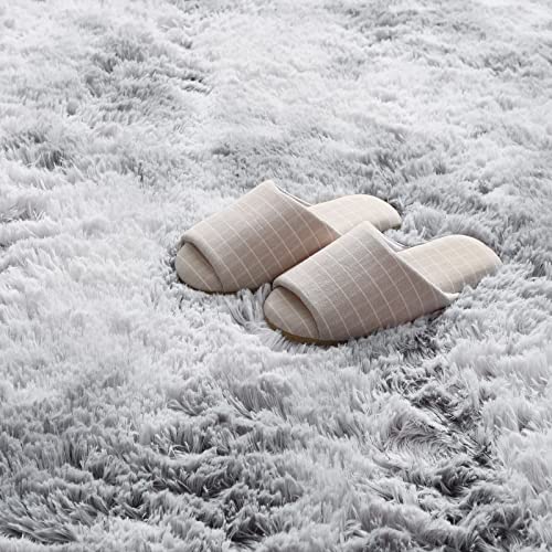 ROCYJULIN Area Rugs 5x7 for Bedroom, Thickened Fluffy 5x7 Area Rugs for Living Room, Ultra Soft Non-Slip Large Shag Fuzzy Rug for Nursery, Kids, Girls, Boys, Silver Grey
